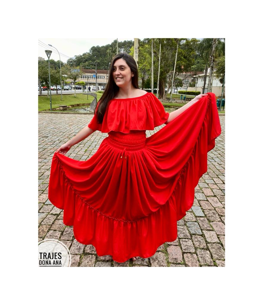 Conjunto de crepe 7,5 de roda Vermelho 