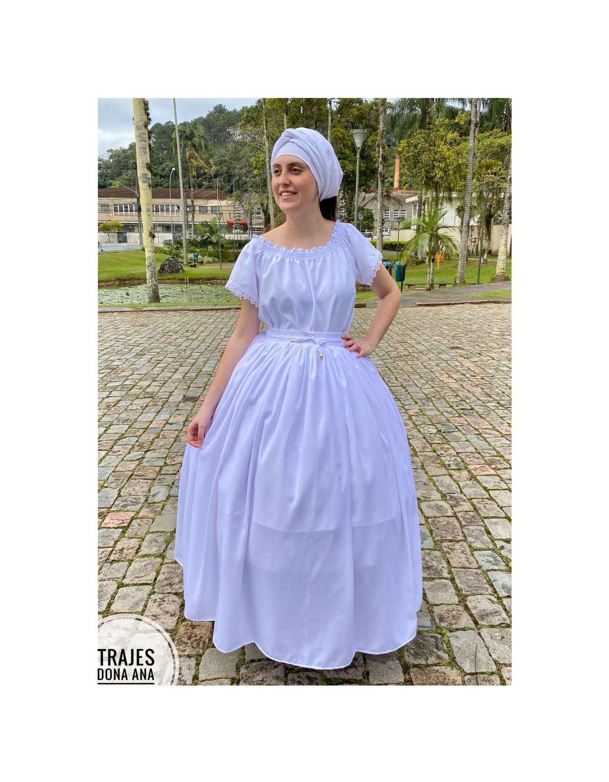 Saia de Umbanda de Crepe Bubble Reta