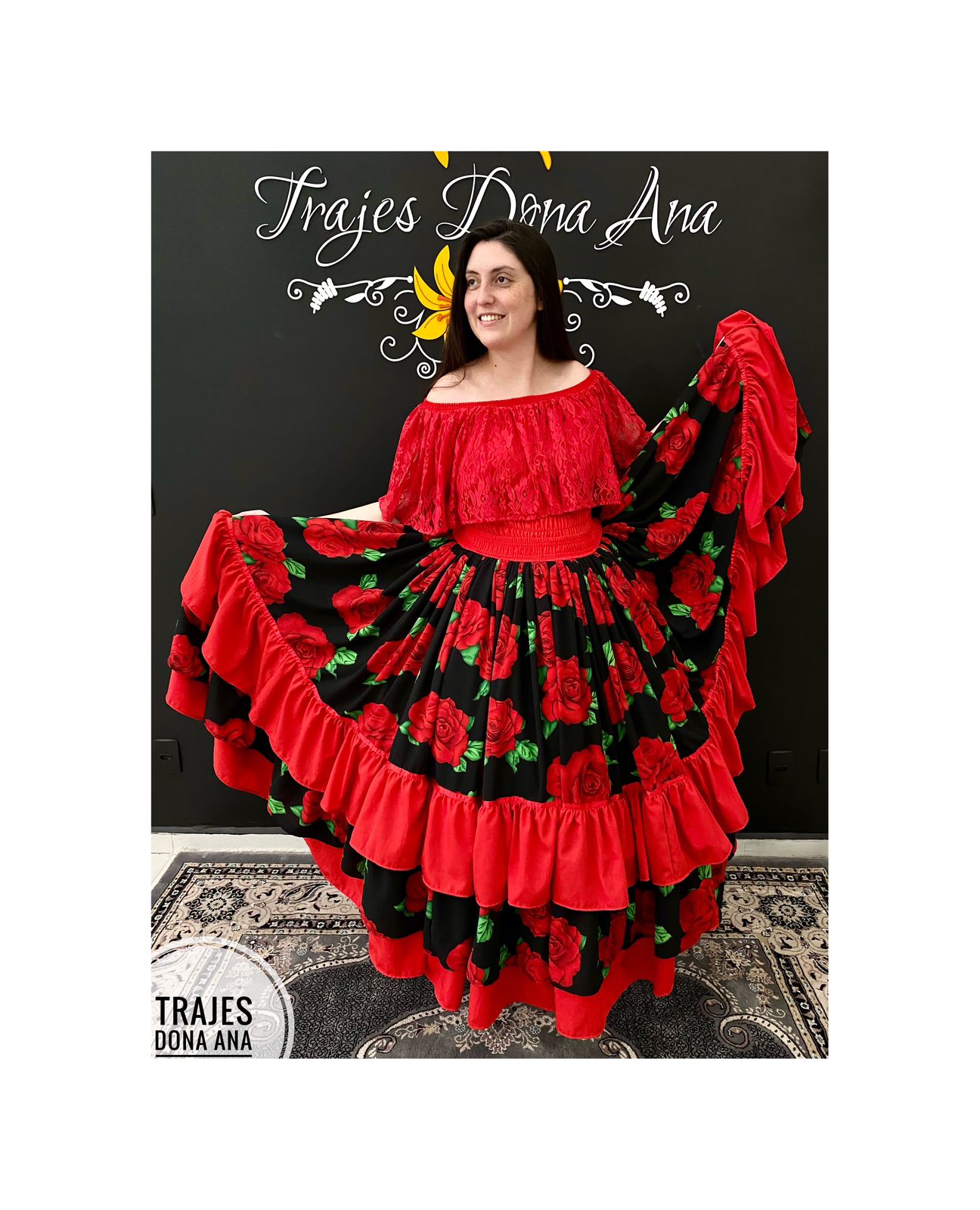 Saia de Pomba Gira em crepe de rosas