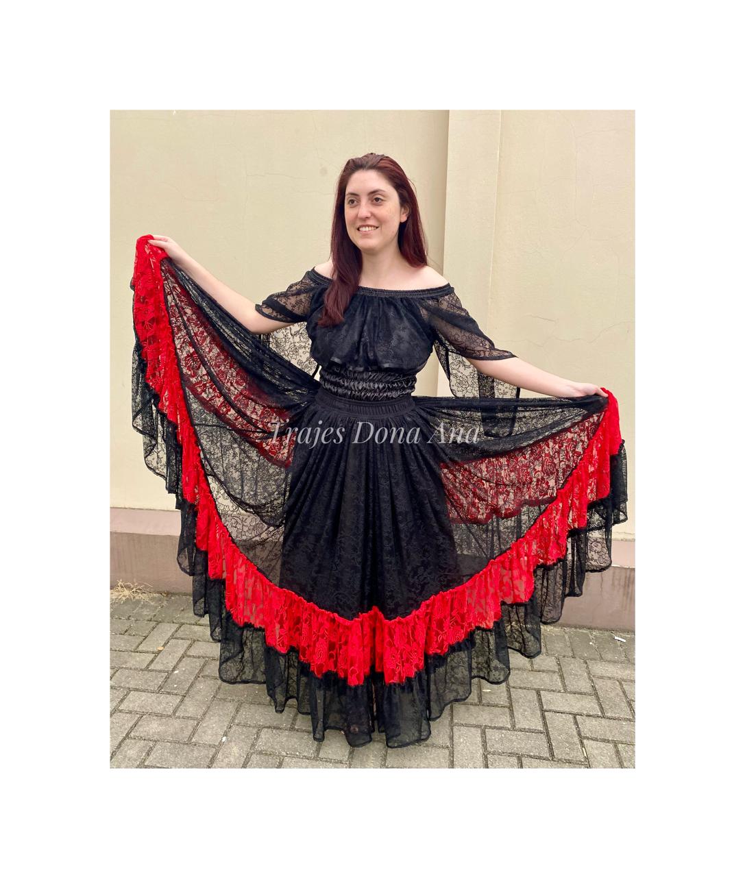 Roupa De Pomba Gira Preta E Vermelha Saia De Pomba Gira Em Renda