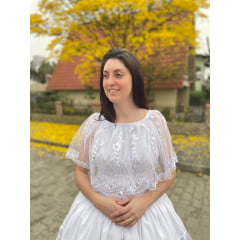 Bata de Umbanda em crepe com tule bordado