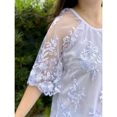Conjunto feminino branco bordado bata e calça 