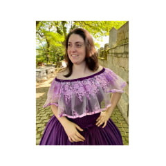 Conjunto Mulambo em crepe roxo com tule bordado