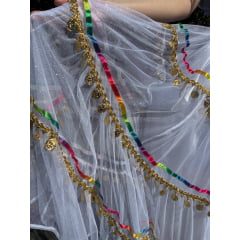Saia Cigana Luxo 4 Babados em Glitter
