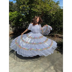 Saia Cigana Luxo 4 Babados em Glitter
