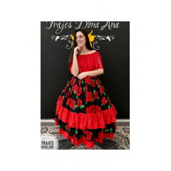 Saia de Pomba Gira em crepe de rosas