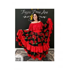 Saia de Pomba Gira em crepe de rosas Saia de Pomba Gira em crepe de rosas