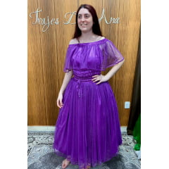 Saia Roxa de Cetim com Glitter Reta Saia Roxa de Cetim com Glitter Reta