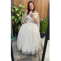 Saia Branca de Cetim com Glitter Saia Branca de Cetim com Glitter