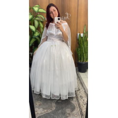 Saia Branca de Cetim com Glitter Saia Branca de Cetim com Glitter