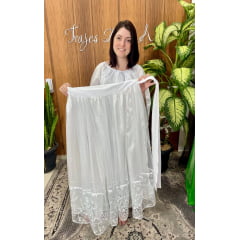 Saia branca de gliter com tule bordado (cós de faixa) 