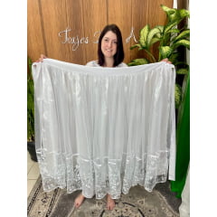 Saia branca de gliter com tule bordado (cós de faixa) 
