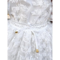 Saia de Tule Bordado Branco com Paetê