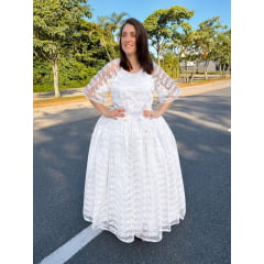 Saia de Tule Bordado Branco com Paetê