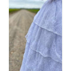 Saia de Umbanda Branca de Renda 5 babados